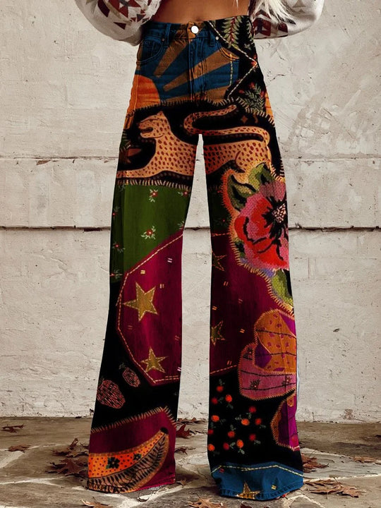 Lucy - Leisure trousers with Vintage Print