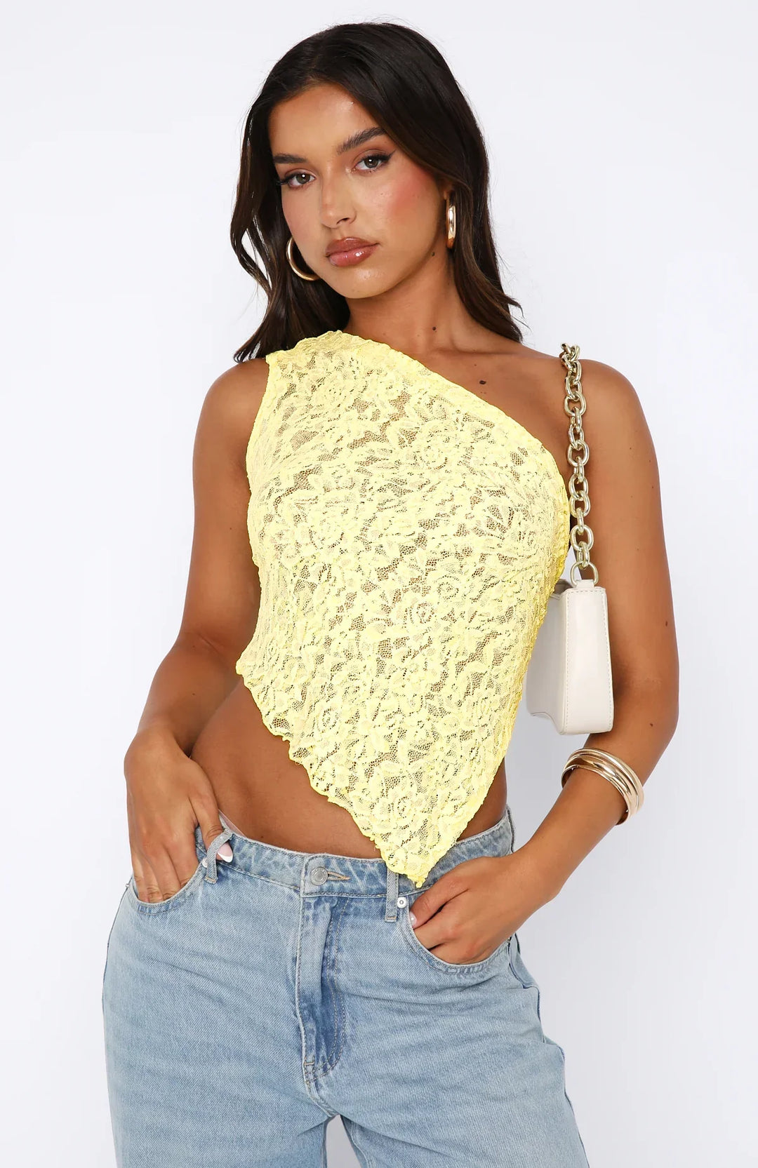 Cicely Lace Top - Elegant one-shoulder top