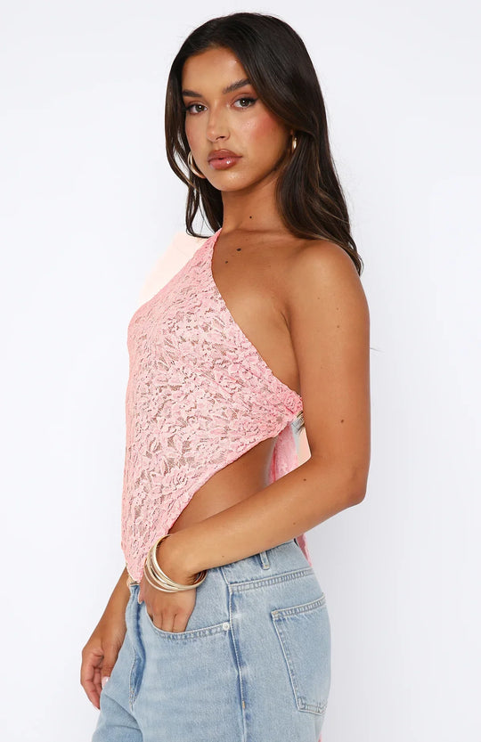 Cicely Lace Top - Elegant one-shoulder top