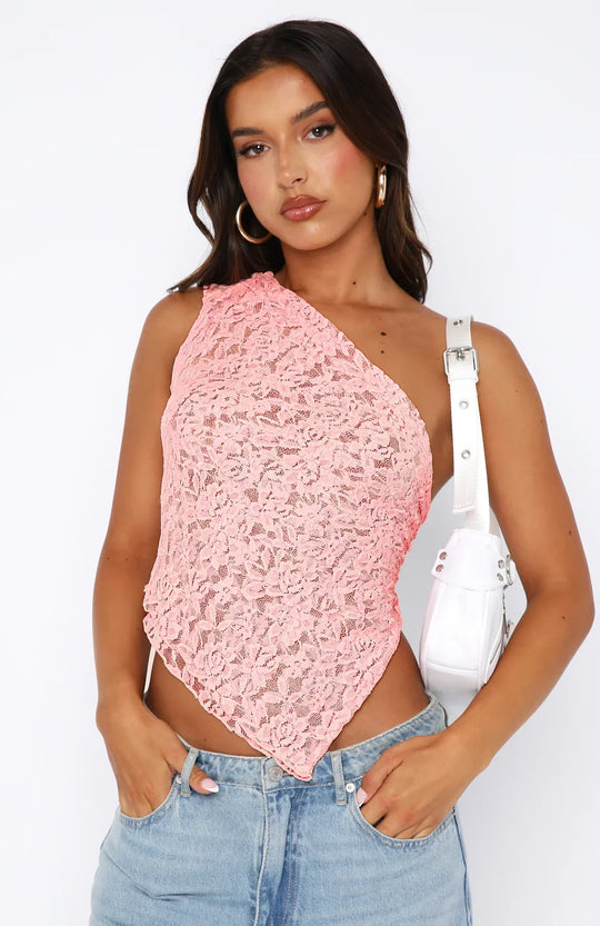 Cicely Lace Top - Elegant one-shoulder top