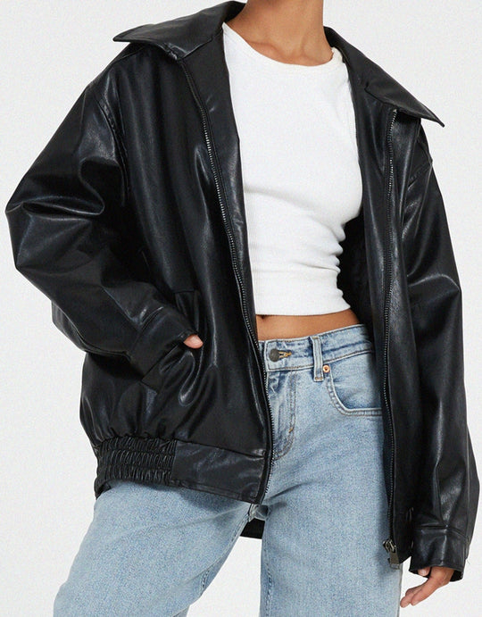 Relaxed Fit Leather Jacket