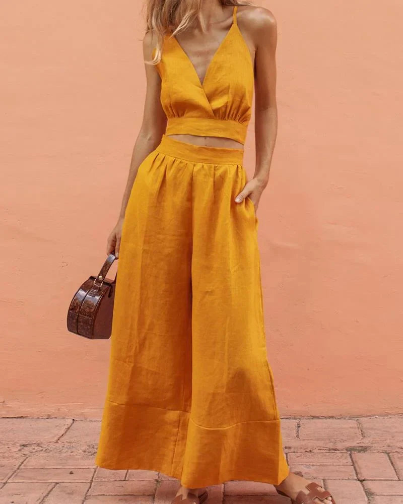 Chic Orange Two-Tone Set | Elegant and Stylish Fashion Ensemble