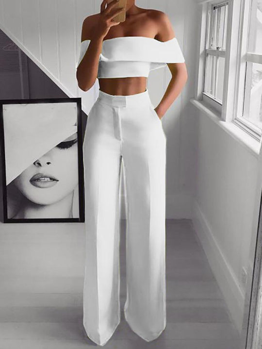 Margot Set - Off-Shoulder Crop Top and Wide Pants