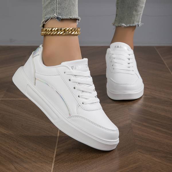 Lianne Sneakers - White Sneakers with Gold/Silver Details