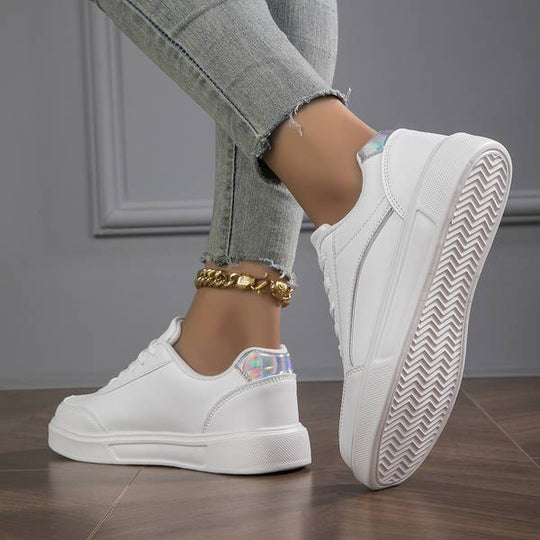 Lianne Sneakers - White Sneakers with Gold/Silver Details