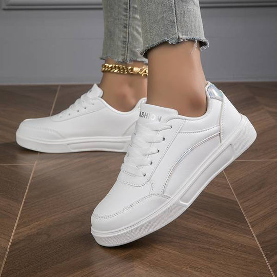 Lianne Sneakers - White Sneakers with Gold/Silver Details