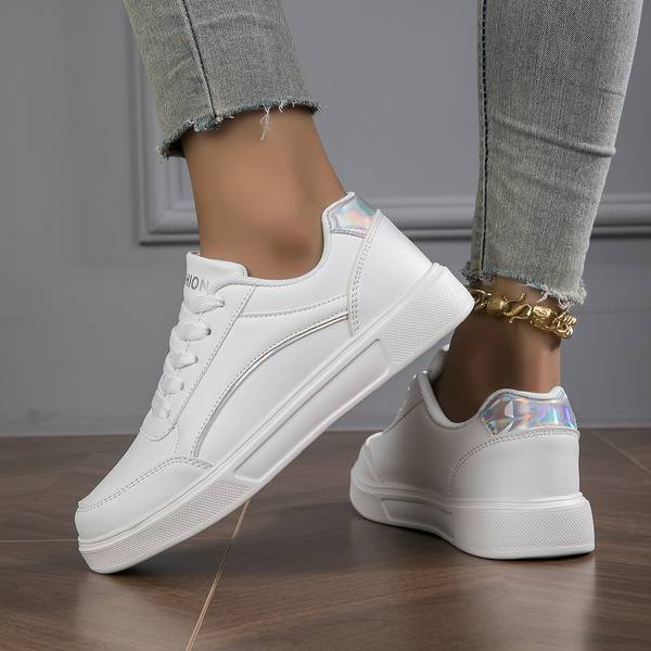 Lianne Sneakers - White Sneakers with Gold/Silver Details