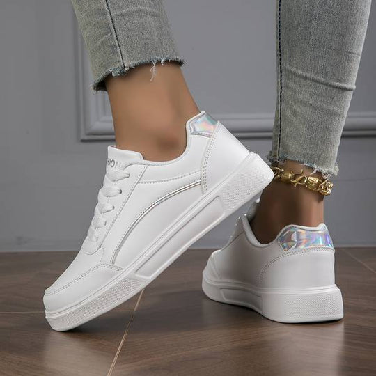 Lianne Sneakers - White Sneakers with Gold/Silver Details