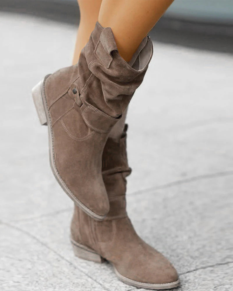 Fiela Boots - Trendy Low Heel Suede Boots