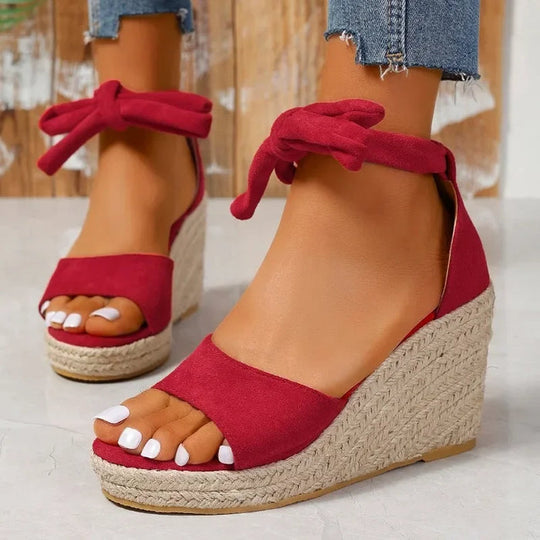 Espa Sandals - Espadrille Wedge Heel Sandals with Laces