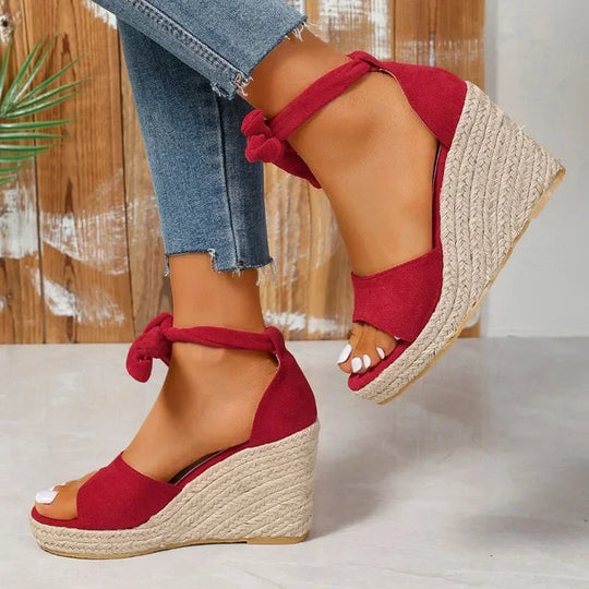 Espa Sandals - Espadrille Wedge Heel Sandals with Laces