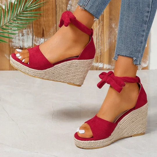 Espa Sandals - Espadrille Wedge Heel Sandals with Laces