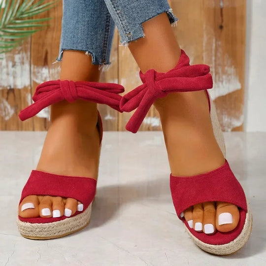 Espa Sandals - Espadrille Wedge Heel Sandals with Laces