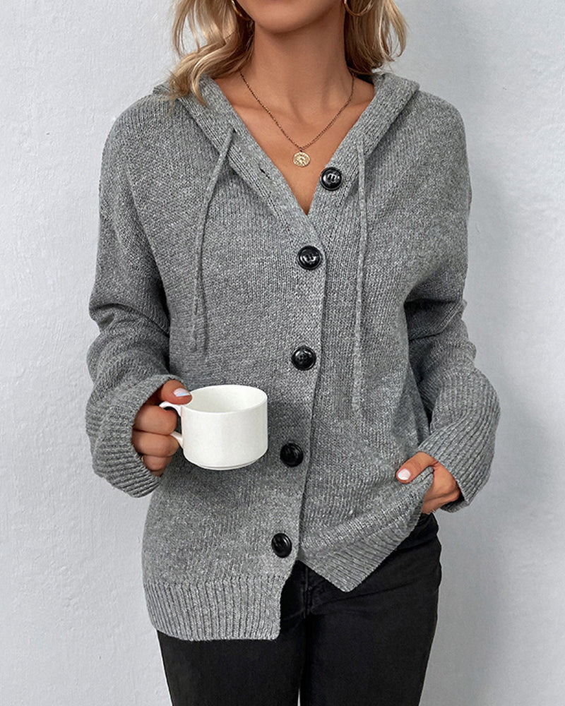 Mari Vest - Knitted Cardigan with hood and buttons