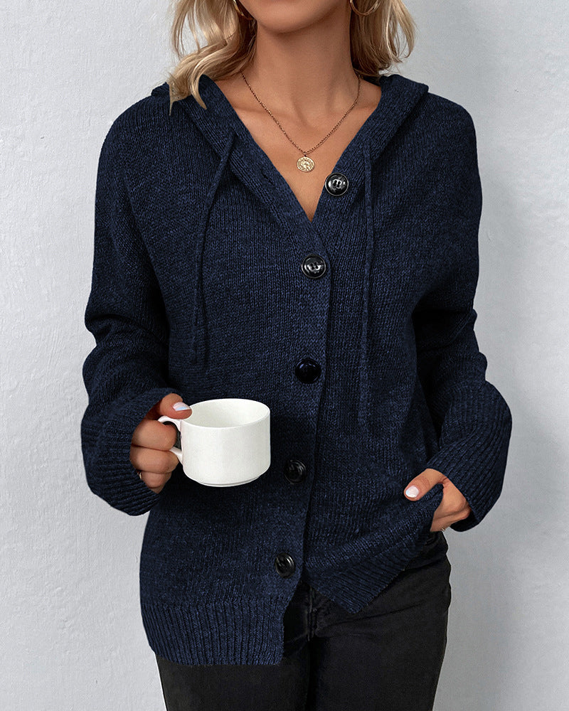 Mari Vest - Knitted Cardigan with hood and buttons