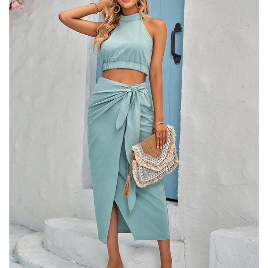 Novee | Women's Stylish Halter Set | Maxi Skirt