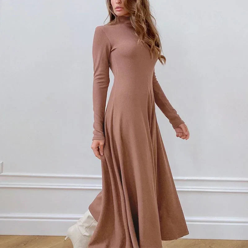 Simple Dress with High A-Line Neckline | Elegant and Classic Design