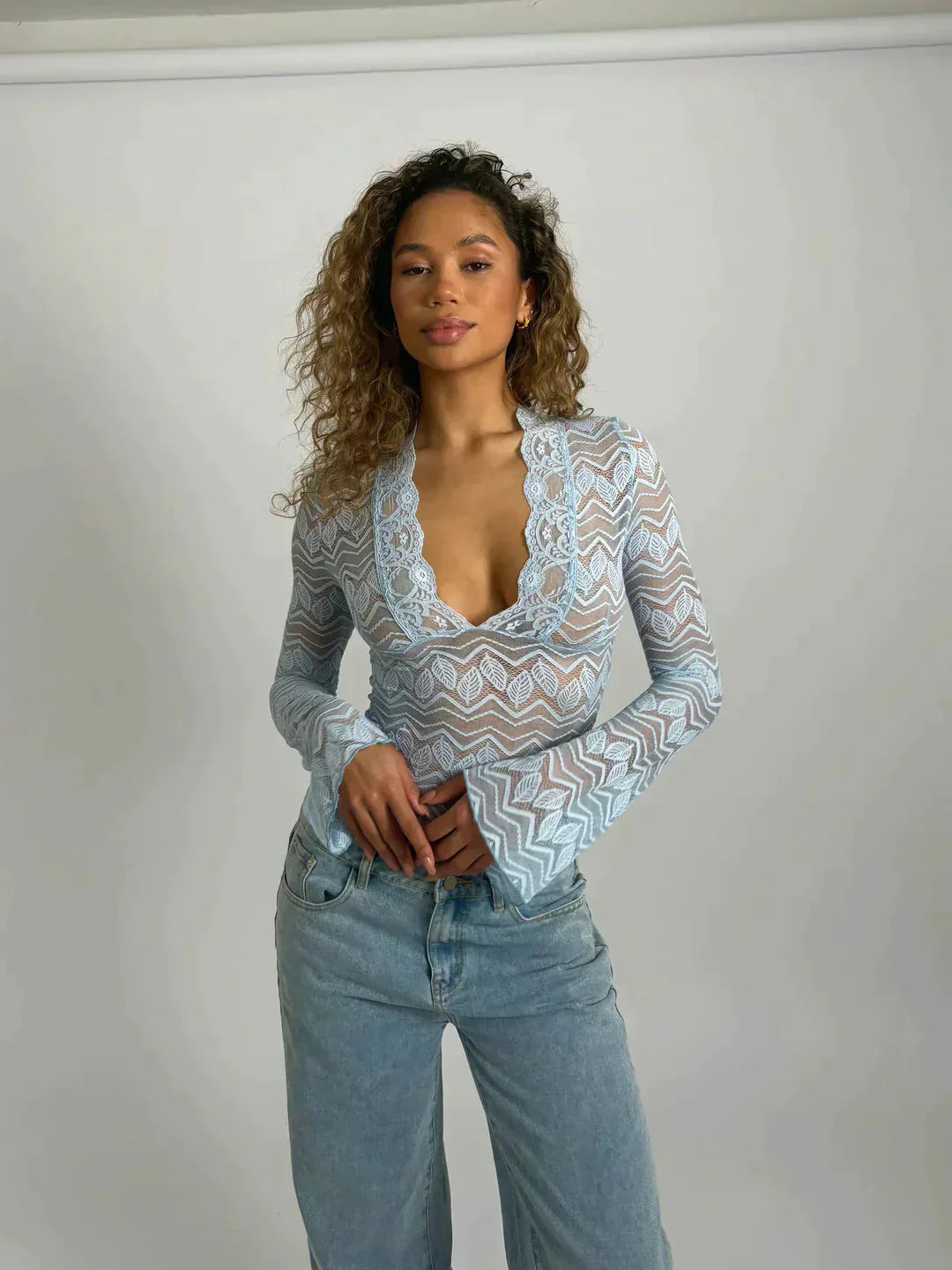 World Of Women - Long-sleeved Mesh Top