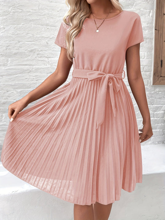 World Of Women - Round Neck Pleated Dress