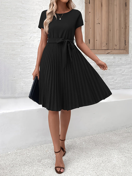 World Of Women - Round Neck Pleated Dress