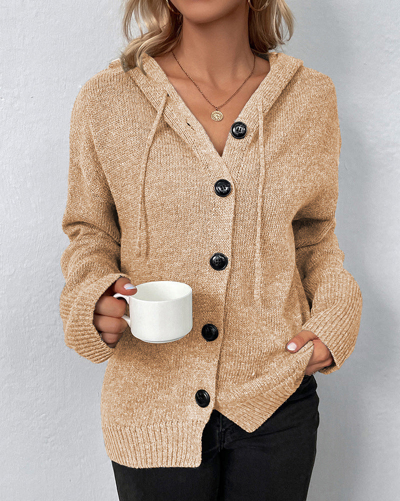 Mari Vest - Knitted Cardigan with hood and buttons