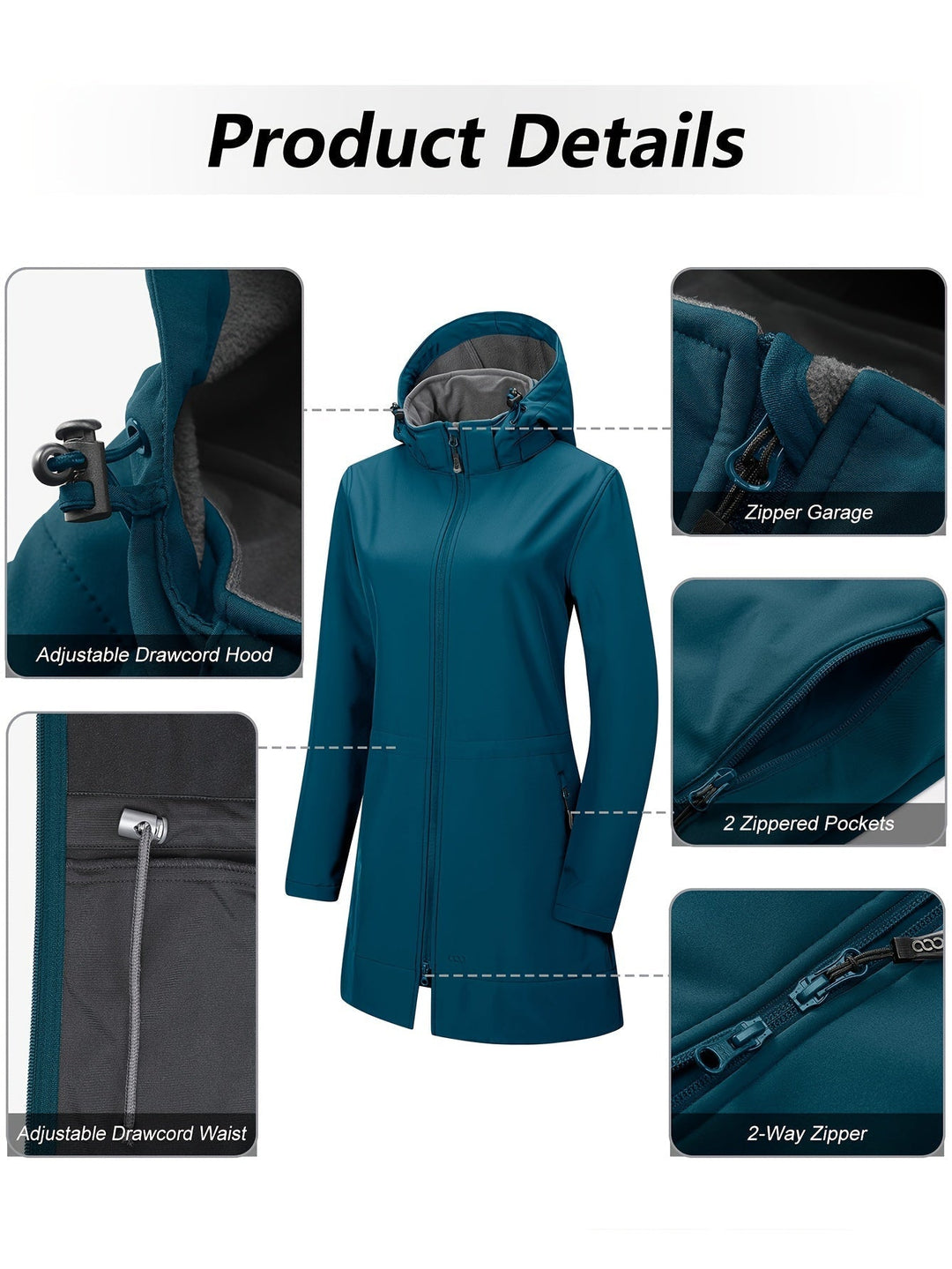 Cheral - Waterproof and Windproof Long Softshell Jacket for Women