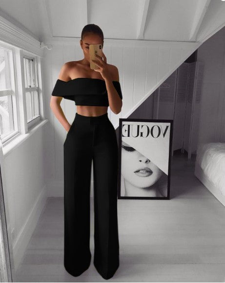 Margot Set - Off-Shoulder Crop Top and Wide Pants