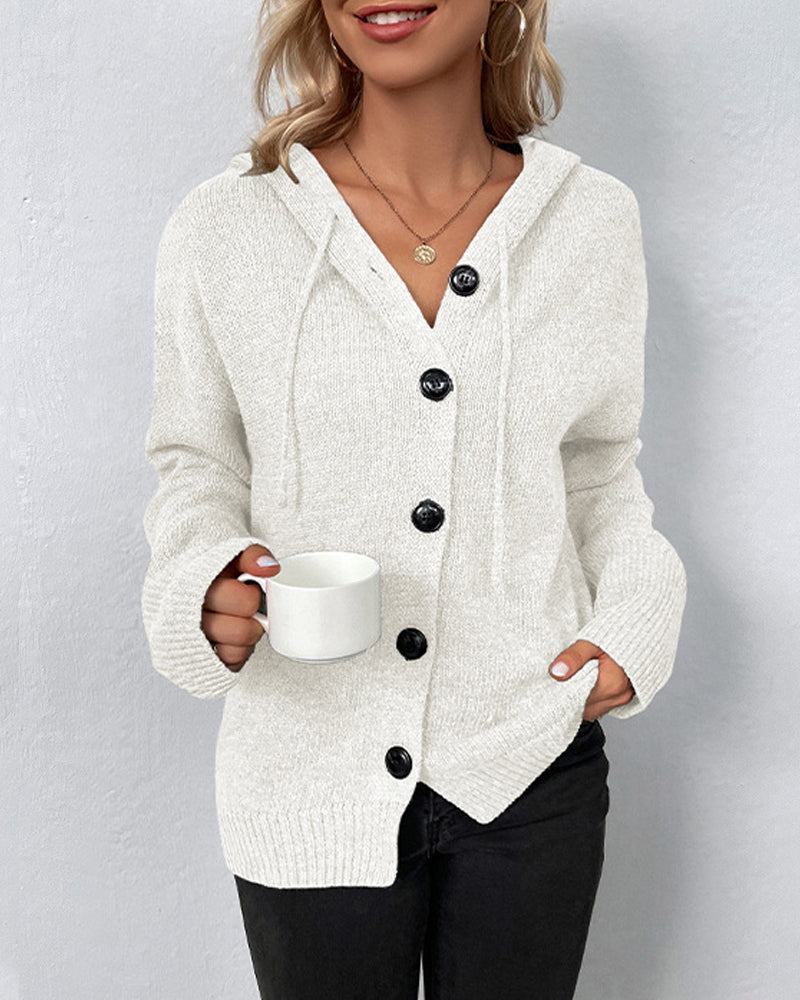 Mari Vest - Knitted Cardigan with hood and buttons