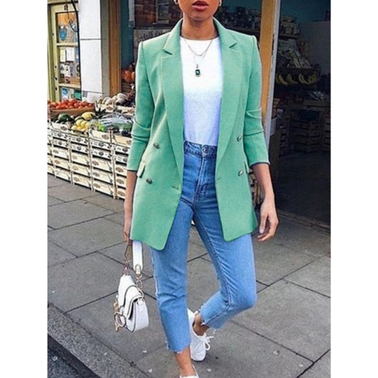 Ava - Mid-Length Solid Color Women's Blazer