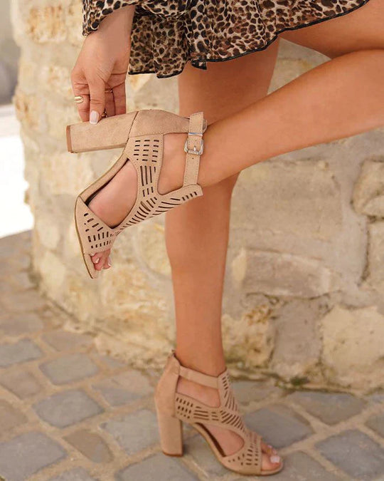 Lia - Khaki Heeled Shoes