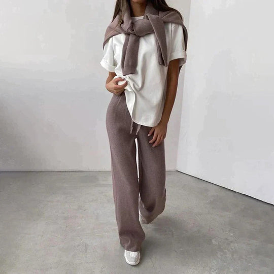 Cosy Brown Turtleneck and Pants Set for Women