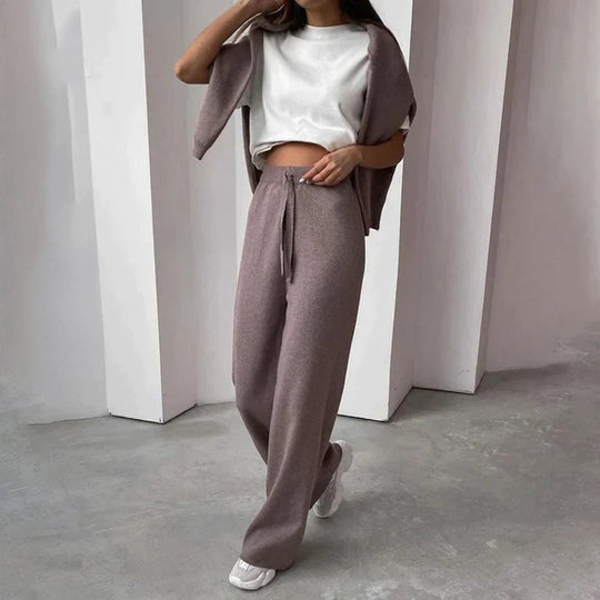 Cosy Brown Turtleneck and Pants Set for Women