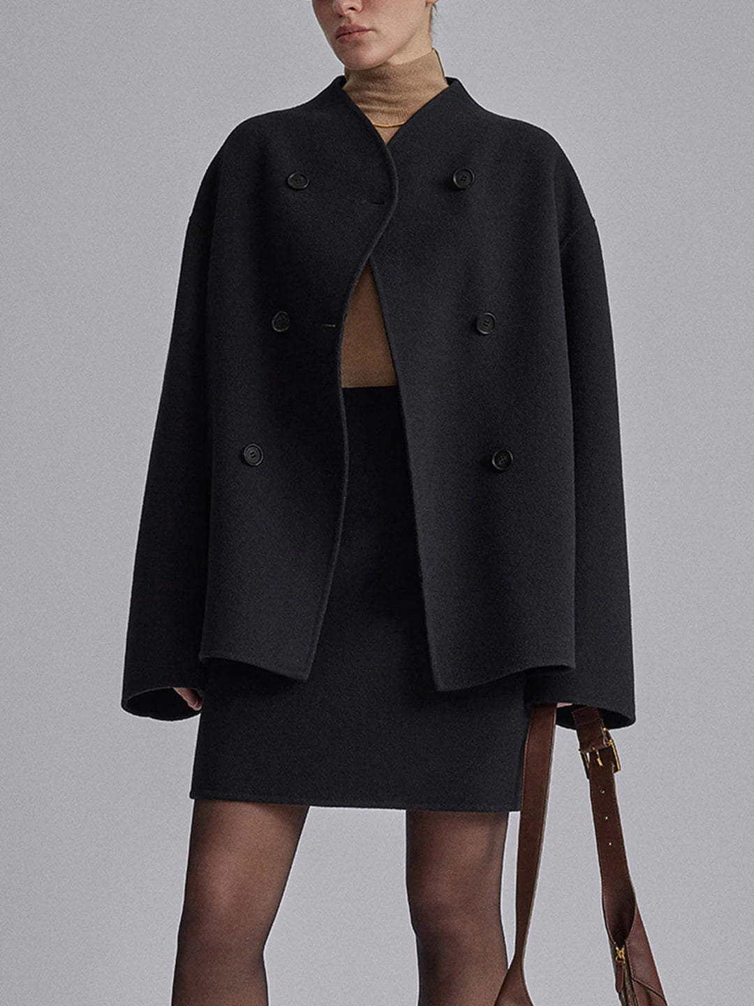 Women's Oversized Coat with Button Closure