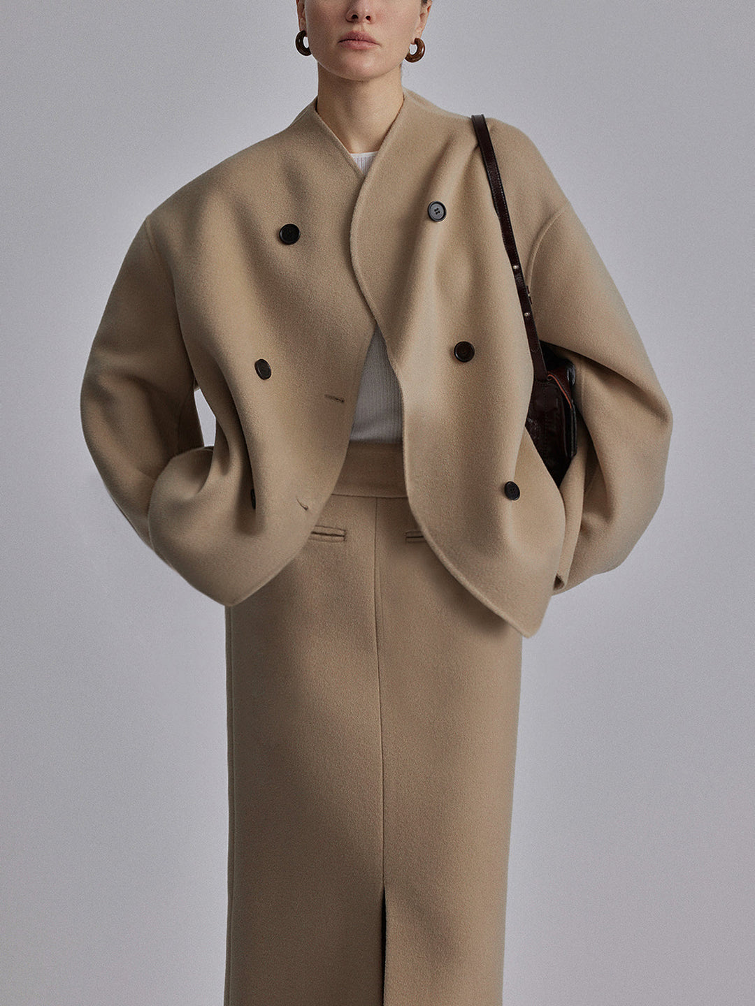 Women's Oversized Coat with Button Closure