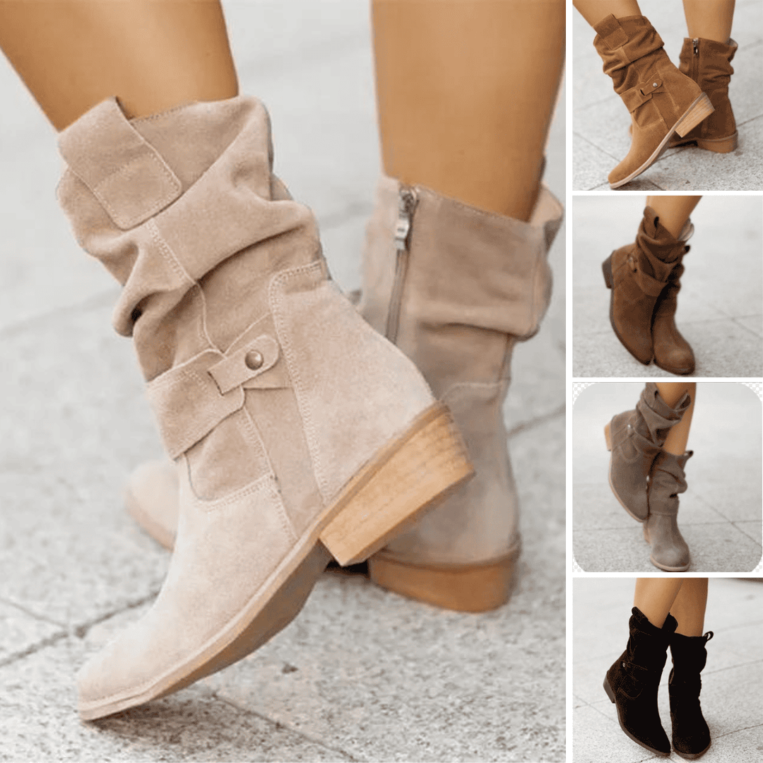 Fiela Boots - Trendy Low Heel Suede Boots