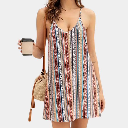 Lana | Striped V Neck Mini Summer Dress