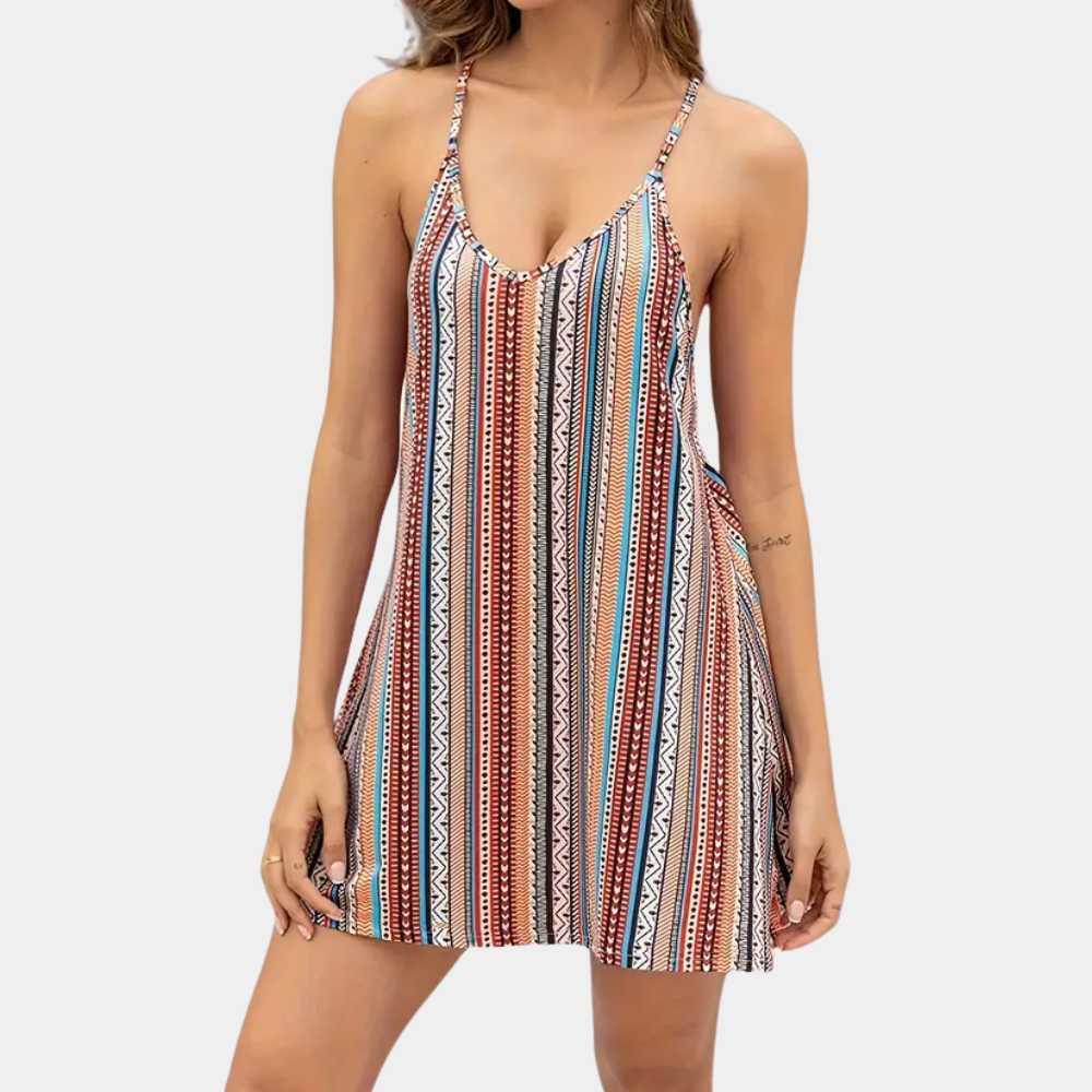 Lana | Striped V Neck Mini Summer Dress