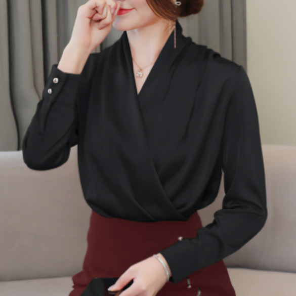 Isolde | Elegant Velvet Draped Blouse