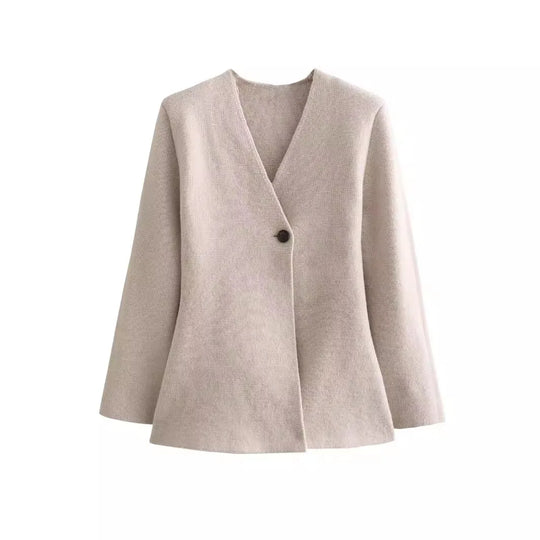 Tara - Single Breasted Solid Knitted Cardigan Coat