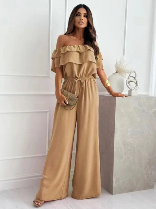 Tessa - Casual Off-the-Shoulder Short Sleeve Jumpsuit