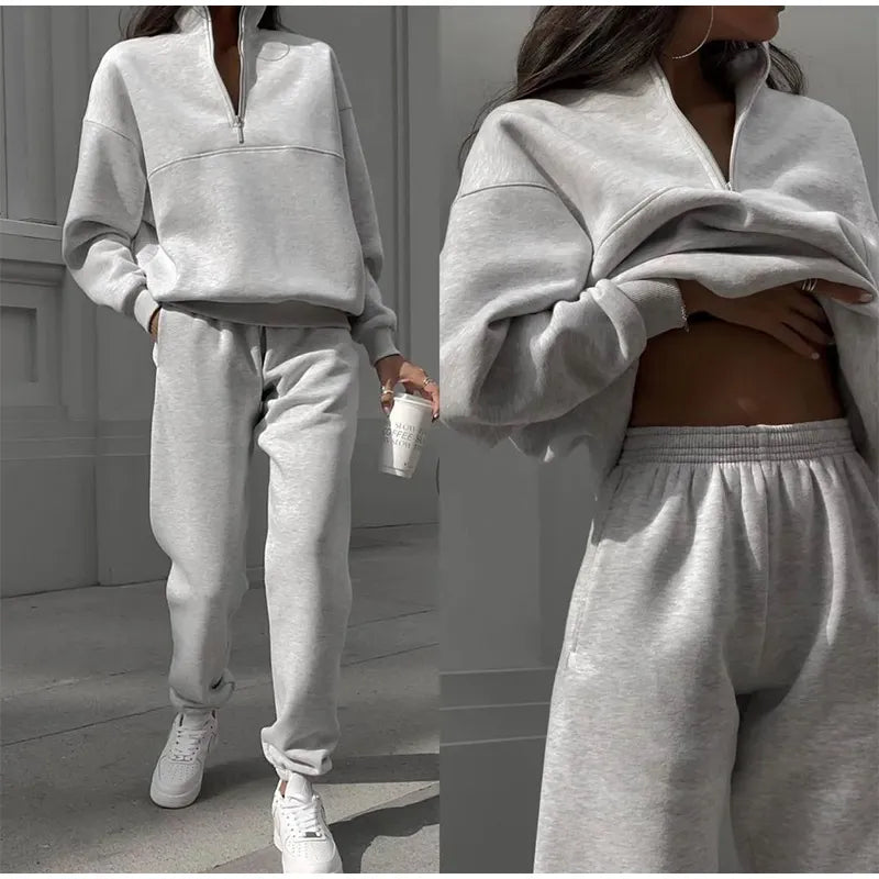 2-Piece Casual Solid Pullover Set for Women