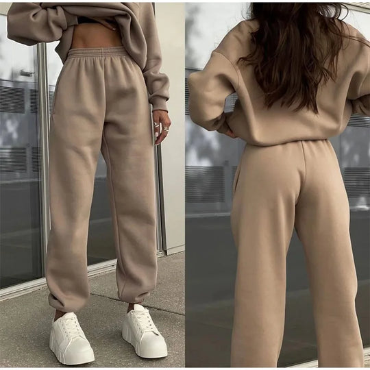 2-Piece Casual Solid Pullover Set for Women