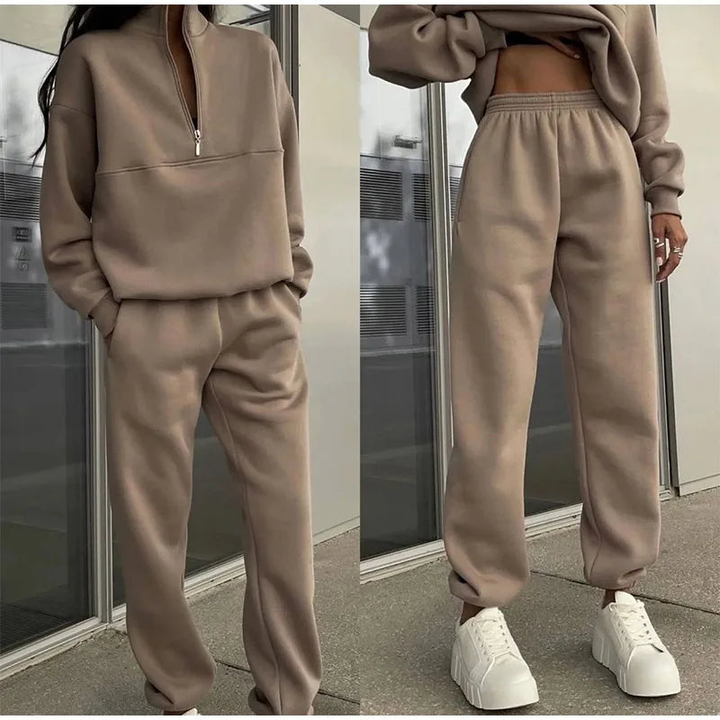 2-Piece Casual Solid Pullover Set for Women