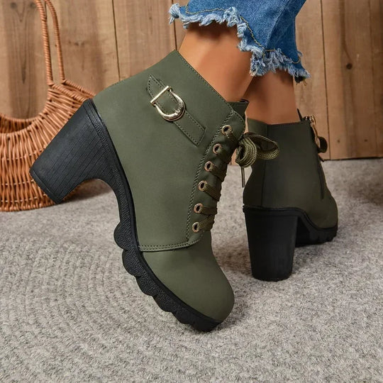 Bobby - Women's Ankle Boots with High Heels and Lace-Up Closure