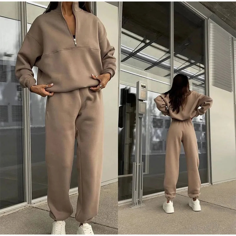 2-Piece Casual Solid Pullover Set for Women