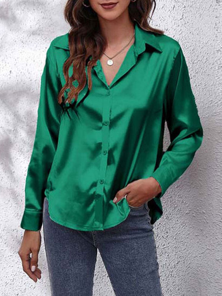 Joele - Women's Blouse with Loose Fit, Button Closure, and Sides Sleeves