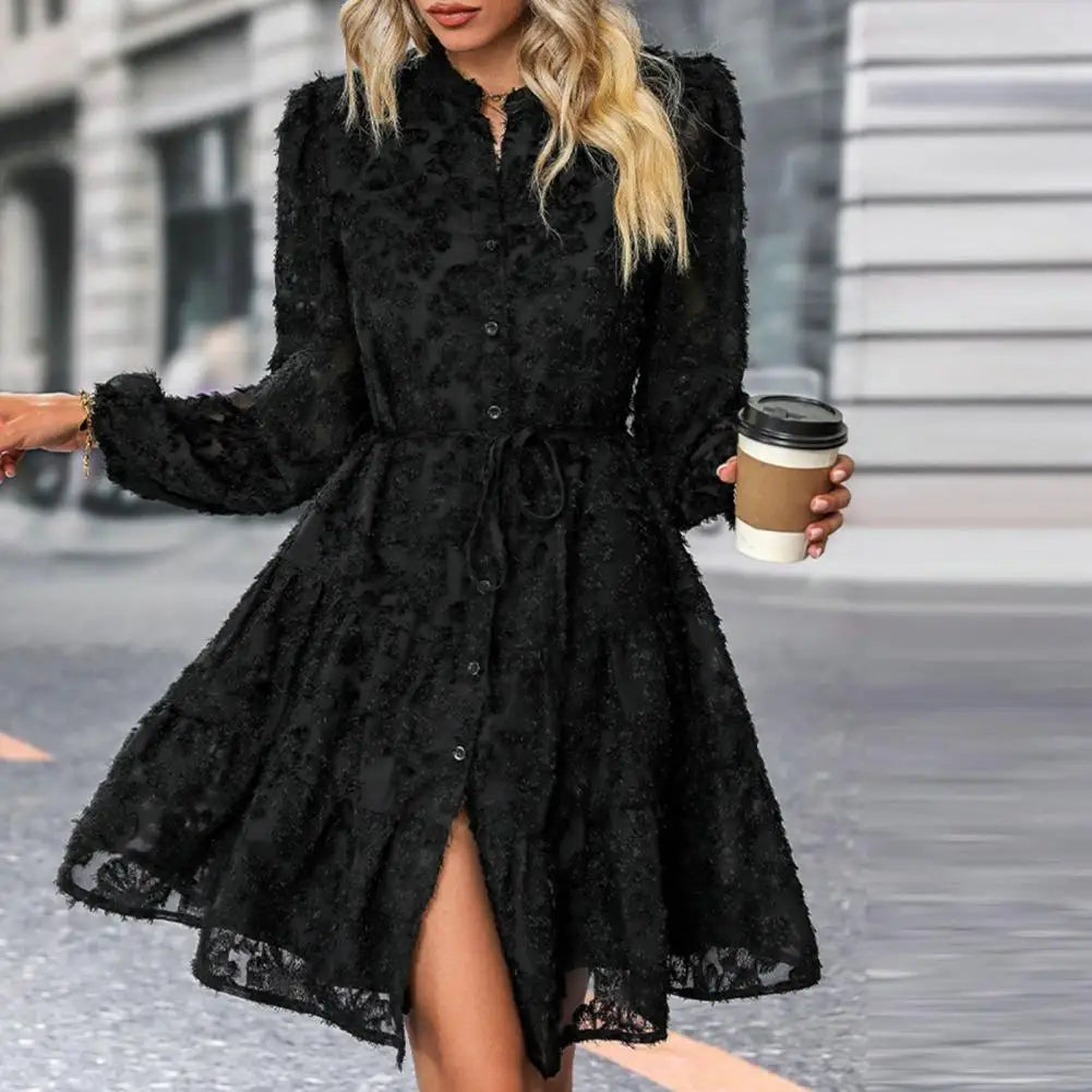 Elegant A-Line Lace Midi Dress