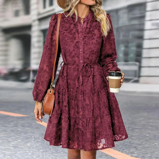 Elegant A-Line Lace Midi Dress