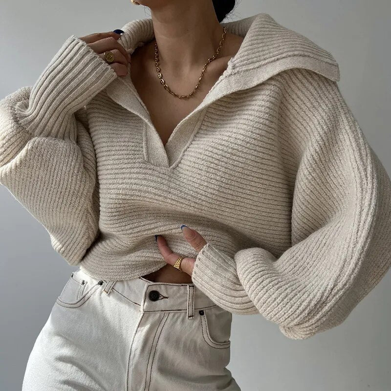 Stylish Chunky Knitted Sweater for Winter Women