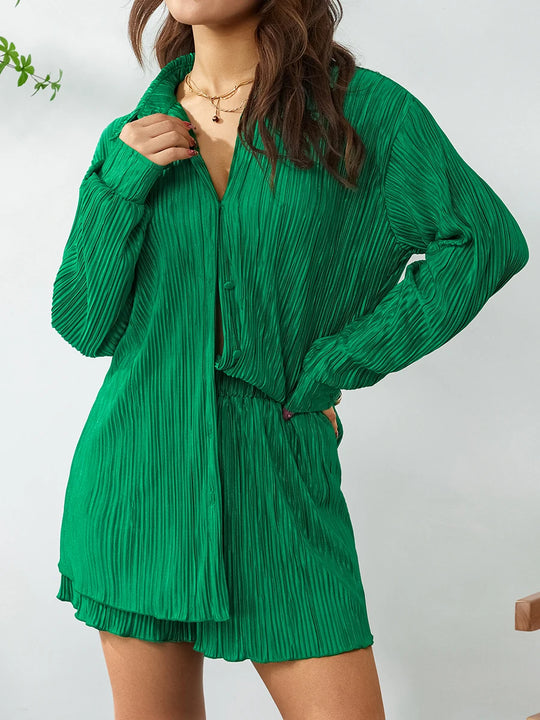 Elowen | Solid Color Ruffled Two-Piece Set